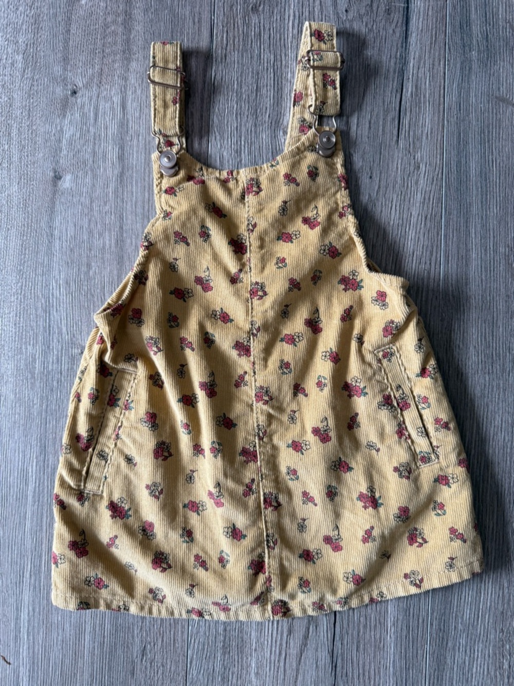 wonder nation 2T Girl’s Soft, Beige Corduroy Floral Overall Dress